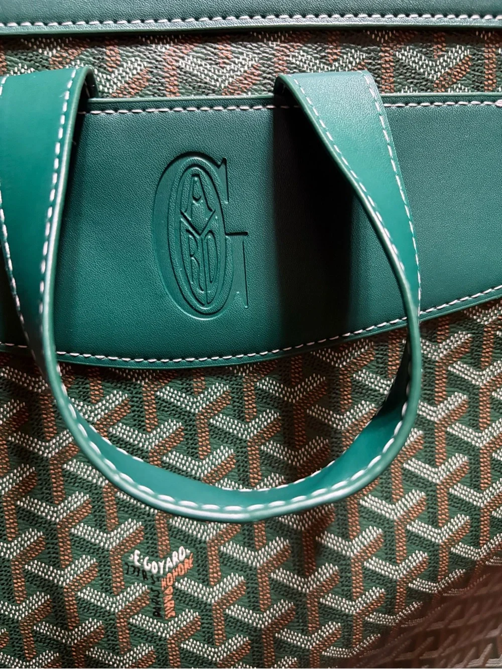 Goyard Green Leather Backpack Tote